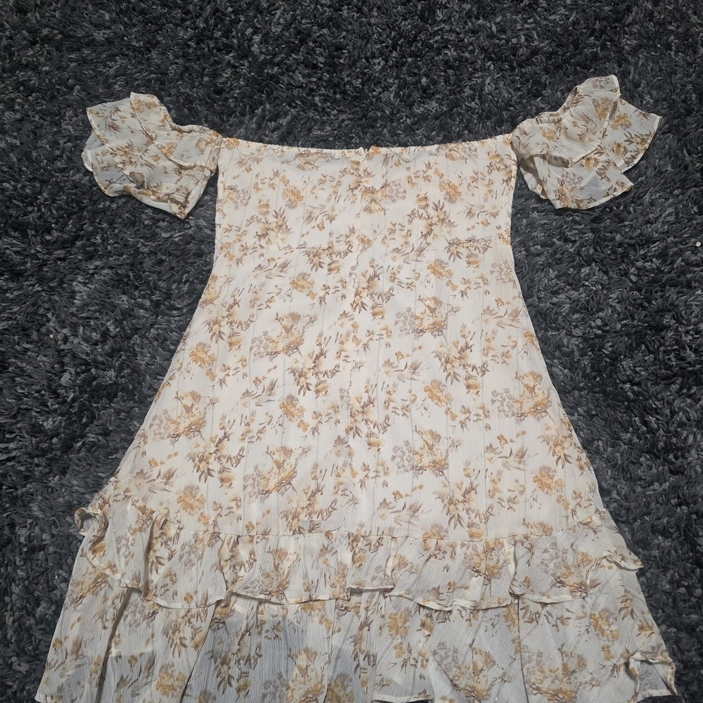 Cider Cream Ruched Off-Shoulder Sundress - Picture 2 of 5